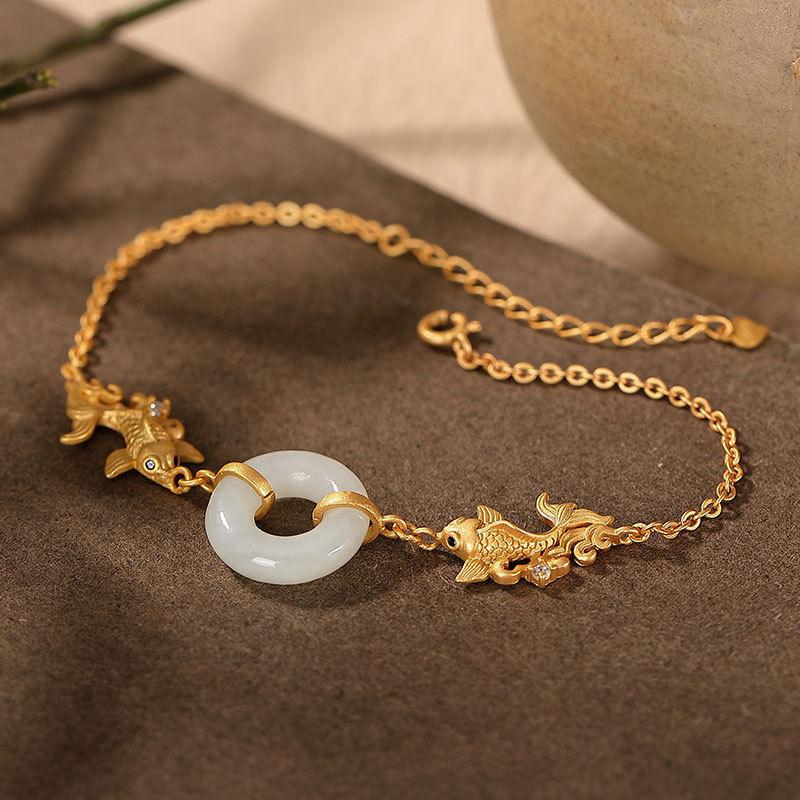 Double Koi Fish Jade Bracelet