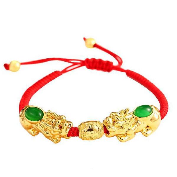 Double Pixiu Agate Wealth Red Rope Bracelet