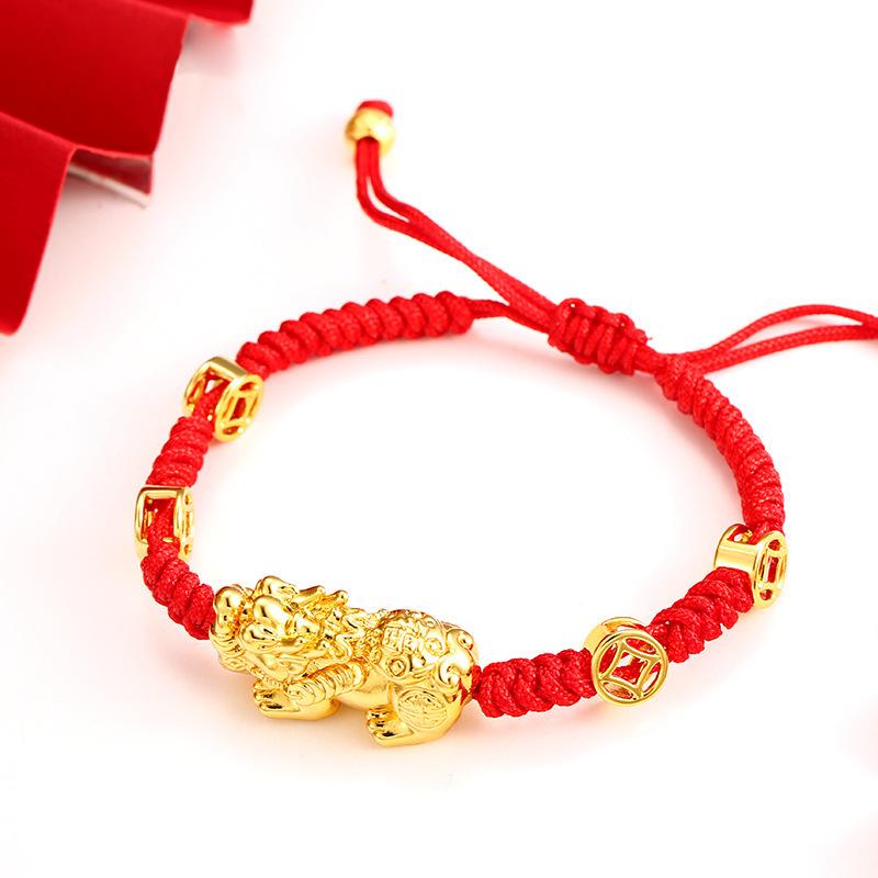 Double Pixiu Agate Wealth Red Rope Bracelet