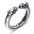 Double Pixiu Mantra Lucky Silver Ring
