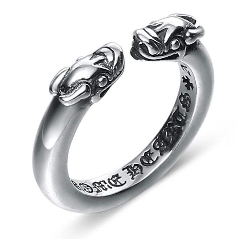 Double Pixiu Mantra Lucky Silver Ring