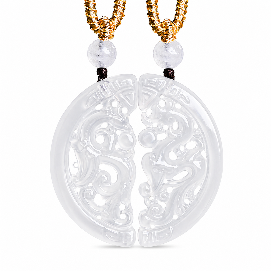 Dragon & Phoenix Hollow Design Aaget Pendant Set – Unity. Love & Lifelong Bond