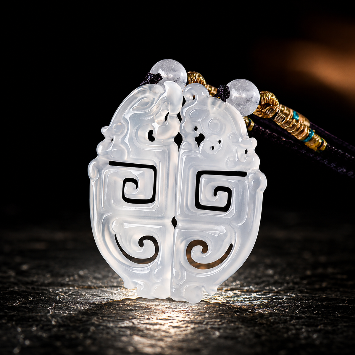 The Eternal Bond: Yin & Yang White Agate Dragon & Phoenix Pendants (Pair)