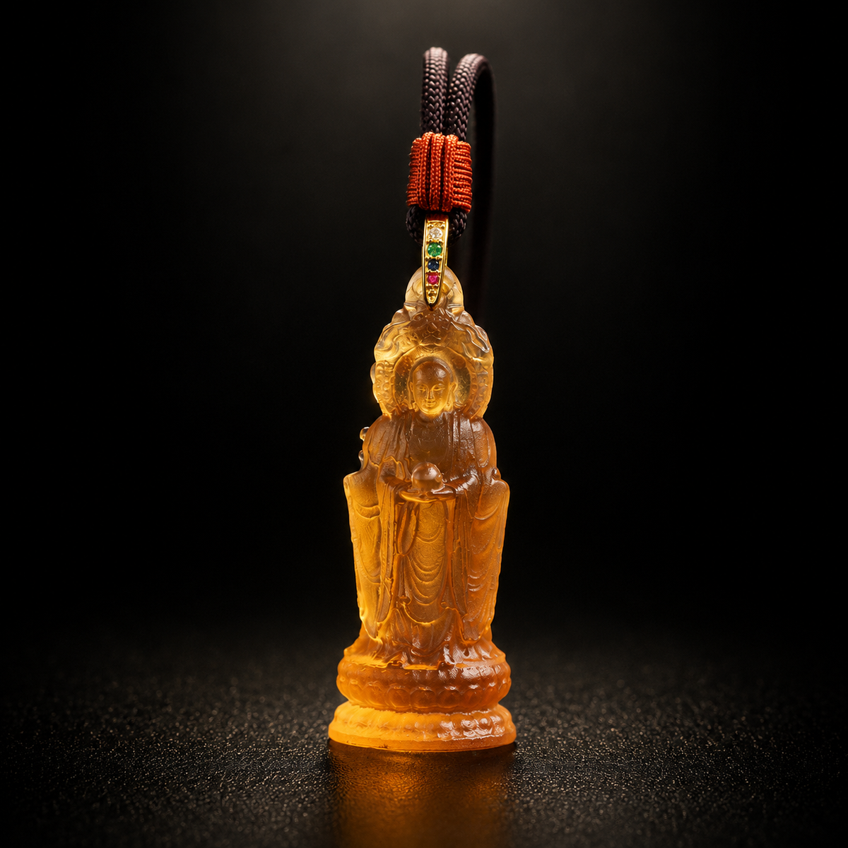 Three-Faced Ksitigarbha Guardian Liuli Pendant¨CProtection. Guidance & Safe Passage