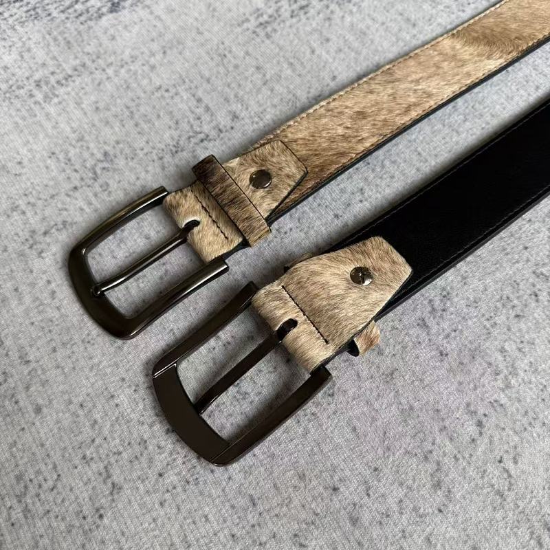 Cowhide Hair-On Belt - Tan/Brown