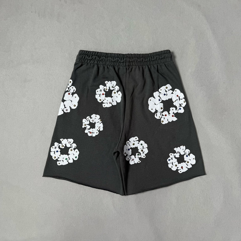 Rhinestone Cotton Wreath Shorts