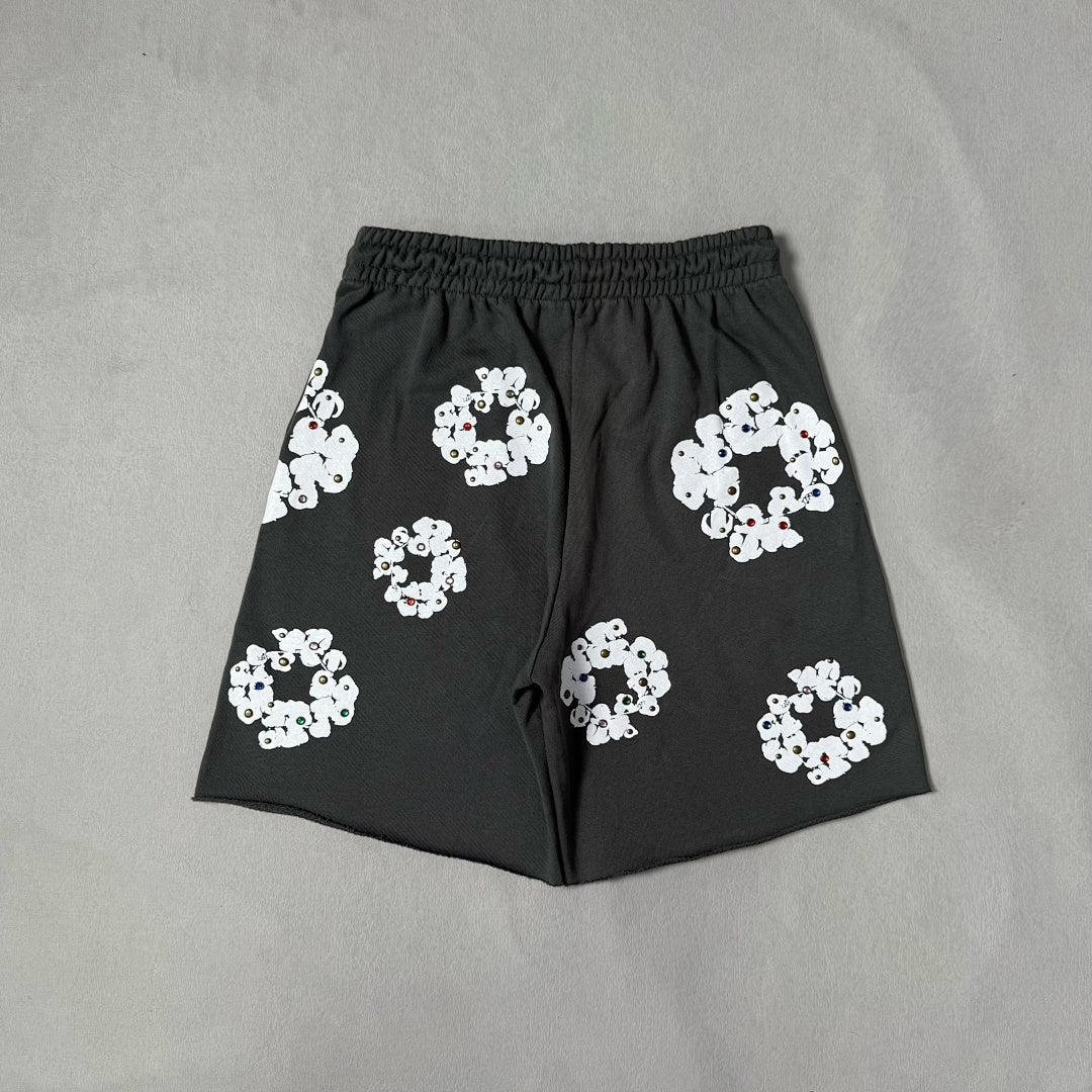 Rhinestone Cotton Wreath Shorts
