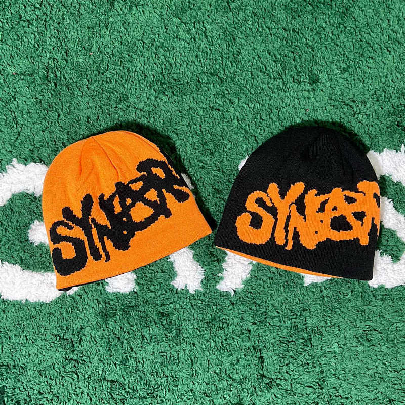 Black and Orange Beanie Hat and Socks Set