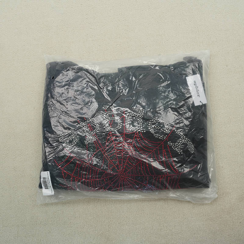 Sp5Der Rhinestone Og Web V2 Hoodie Black