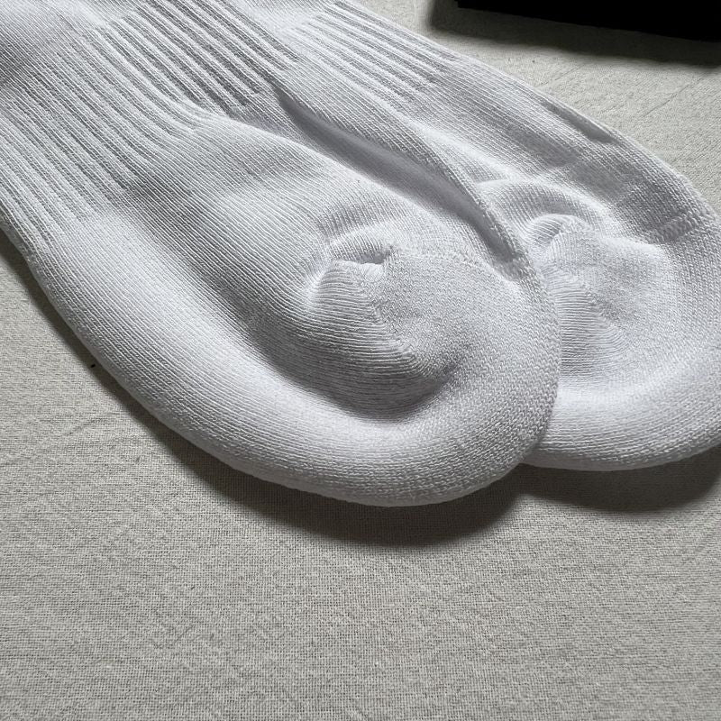 White Crew Socks with Red Logo