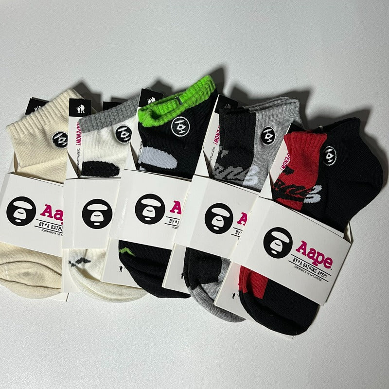 AAPE Sock Multi-Packs - Red/Cream/Black/Camo/Neon