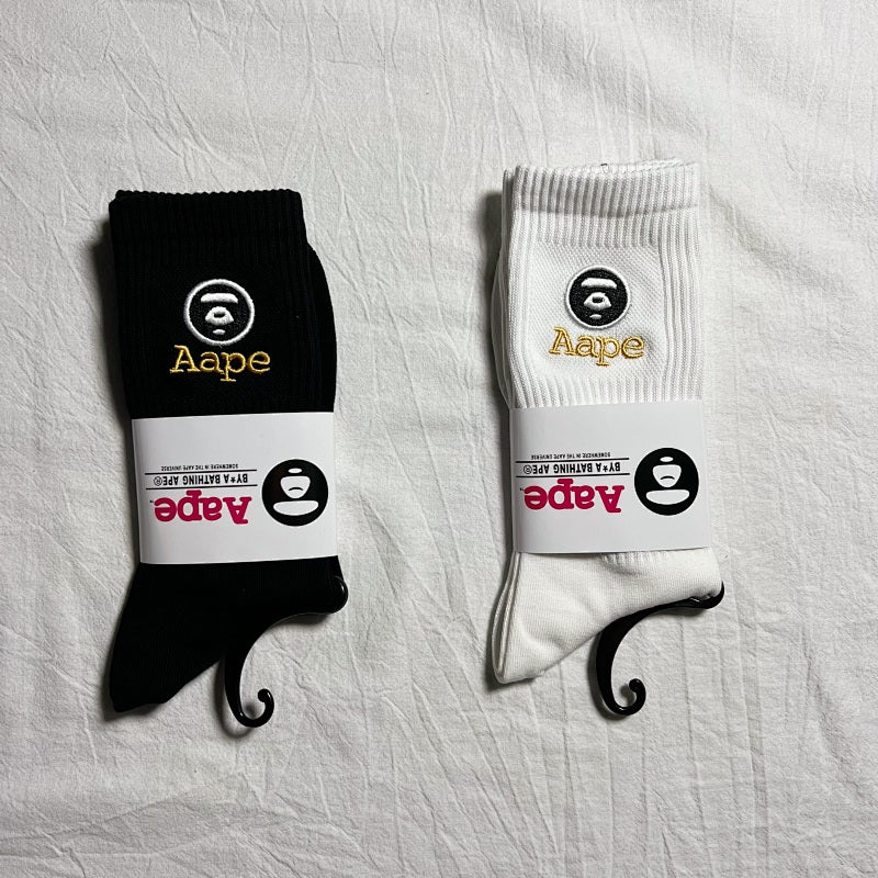 AAPE Crew Socks - White/Black