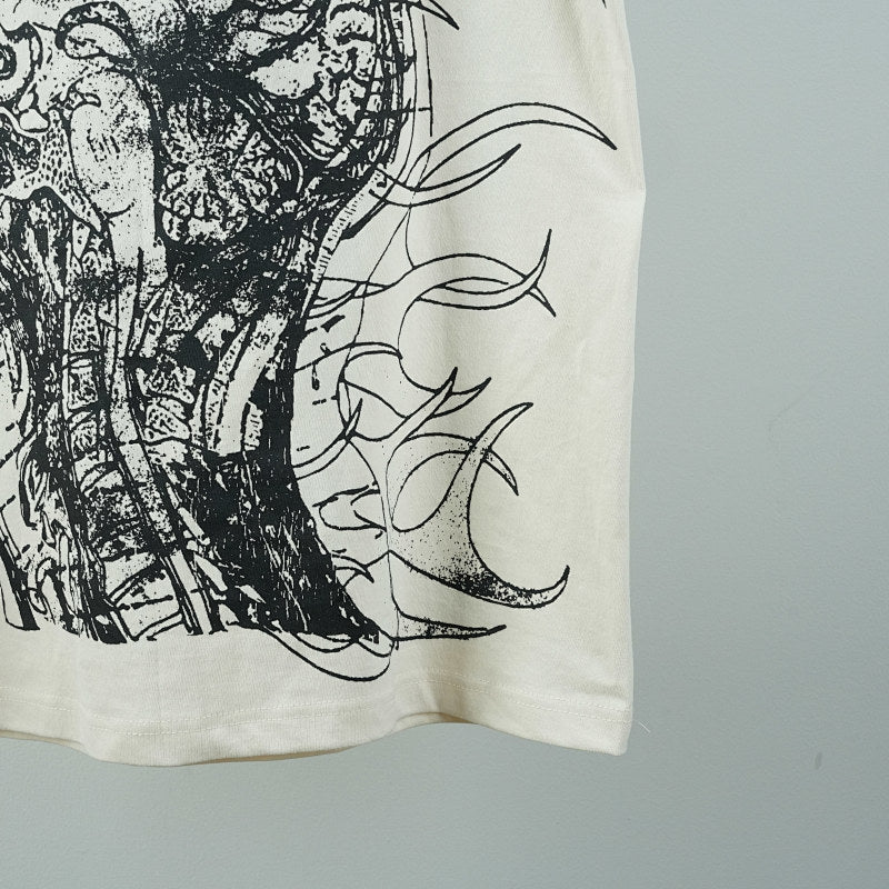 Hellstar Studios Cranium Short Sleeve Tee Shirt Cream