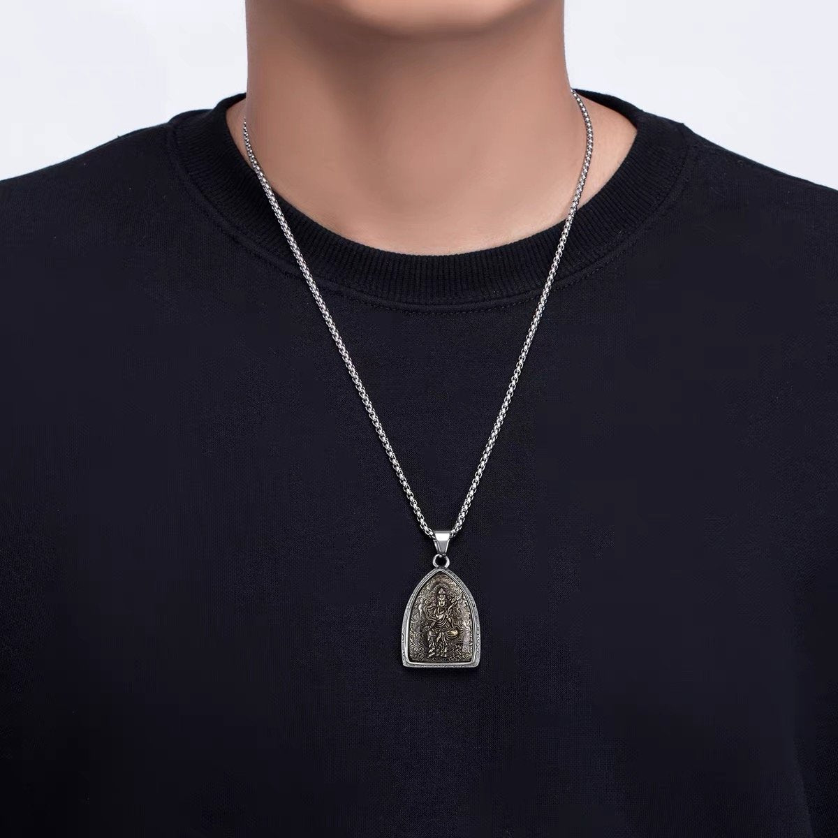 Elephant Ganesha Pendant-Titanium Necklace