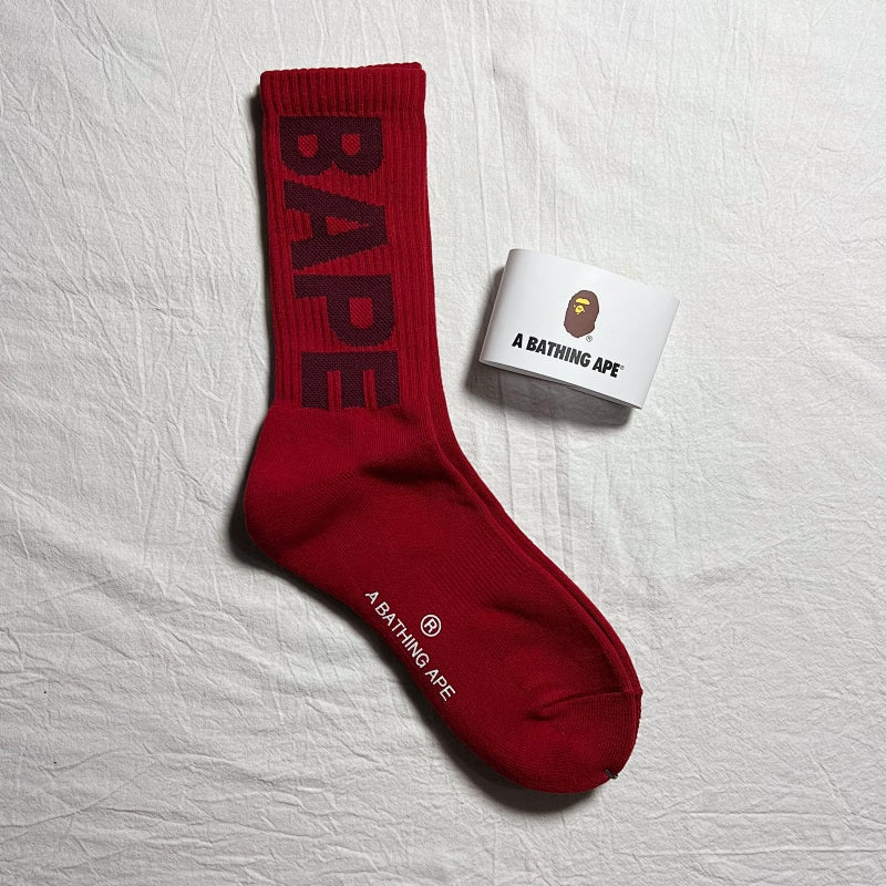 Bape Crew Socks - White/Red/Purple/Black