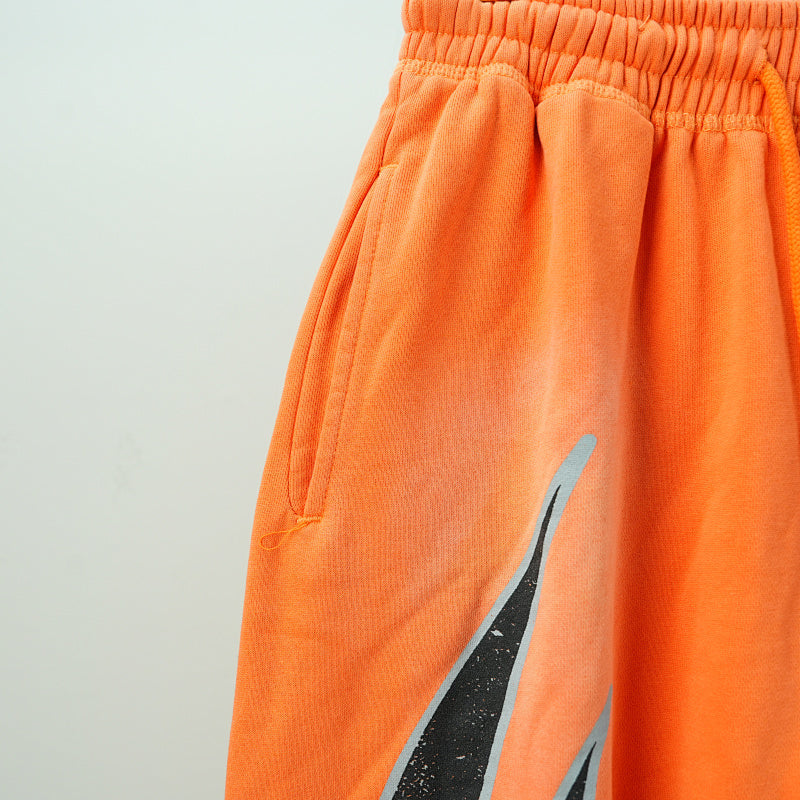 Hellstar Fire Orange Closed Elastic Bottom Sweatpants Orange Dye