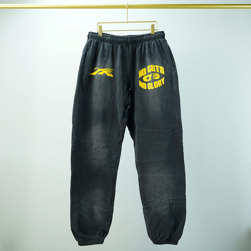 Hellstar No Guts No Glory Closed Elastic Bottom Sweatpants Midnight Dye Black