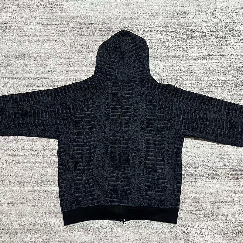 Grey Croc-Print Zip Garment
