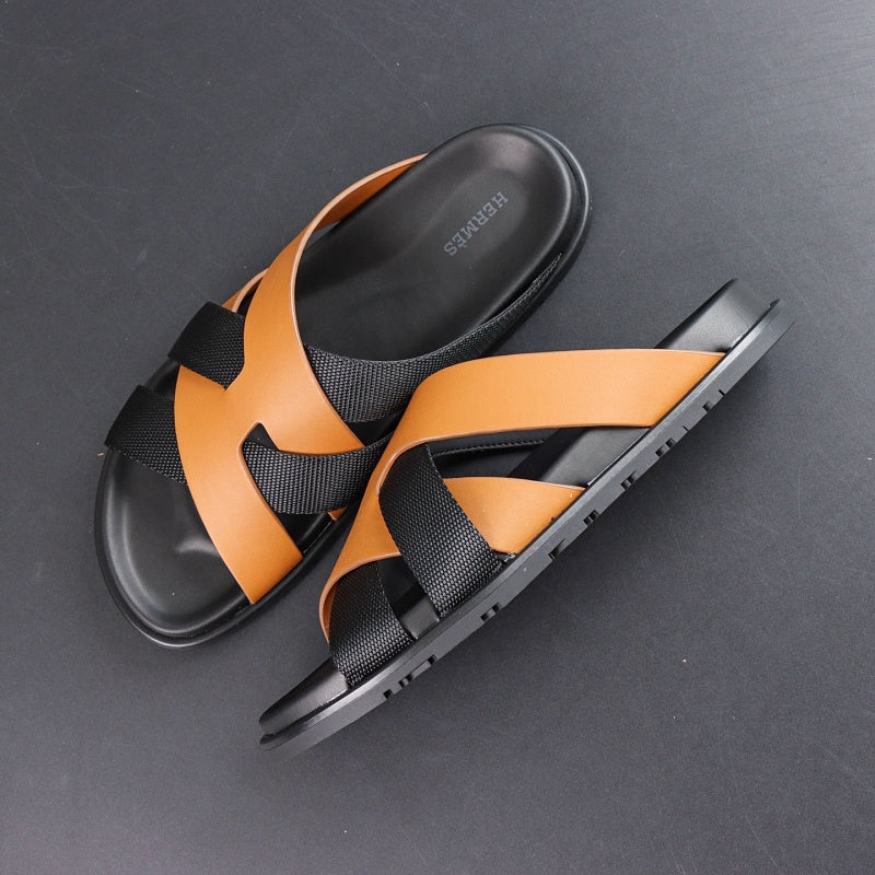 Hermes Izmir Sandal - Orange/Black