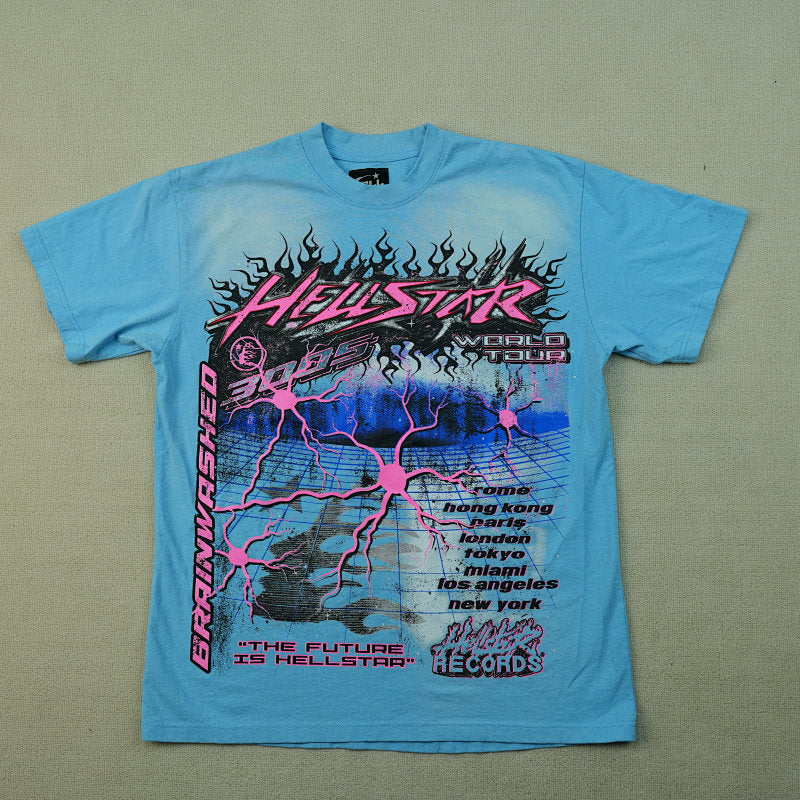 Hellstar Neuron Tour T-Shirt Light Blue