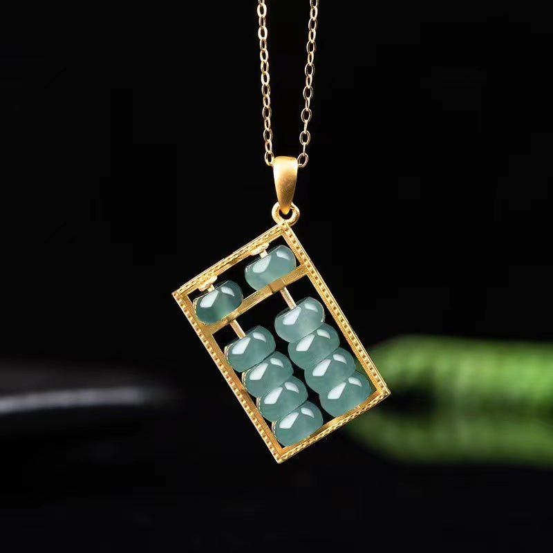 Feng Shui Abacus Jade Pendant Necklace