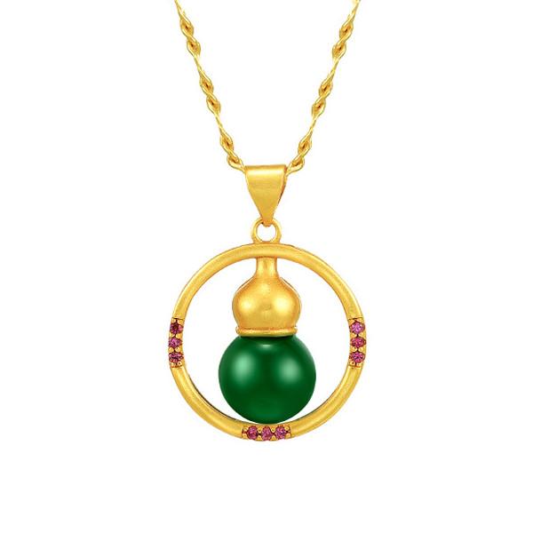 Feng Shui Calabash Gold Lucky Pendant Necklace