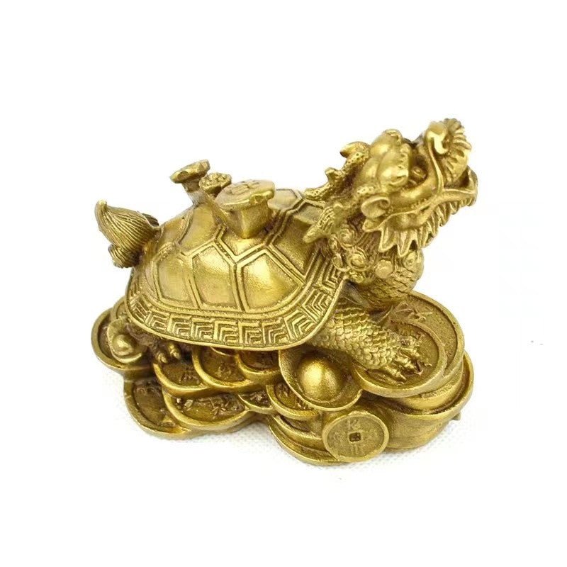 Feng Shui Dragon Turtle Lucky Brass Statue