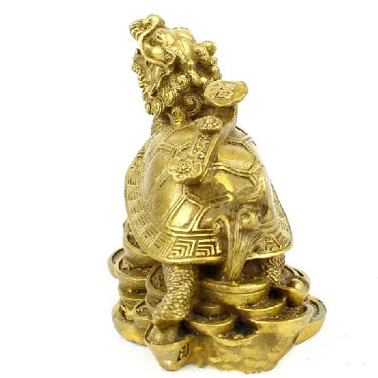 Feng Shui Dragon Turtle Lucky Brass Statue