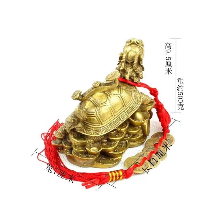 Feng Shui Dragon Turtle Lucky Brass Statue