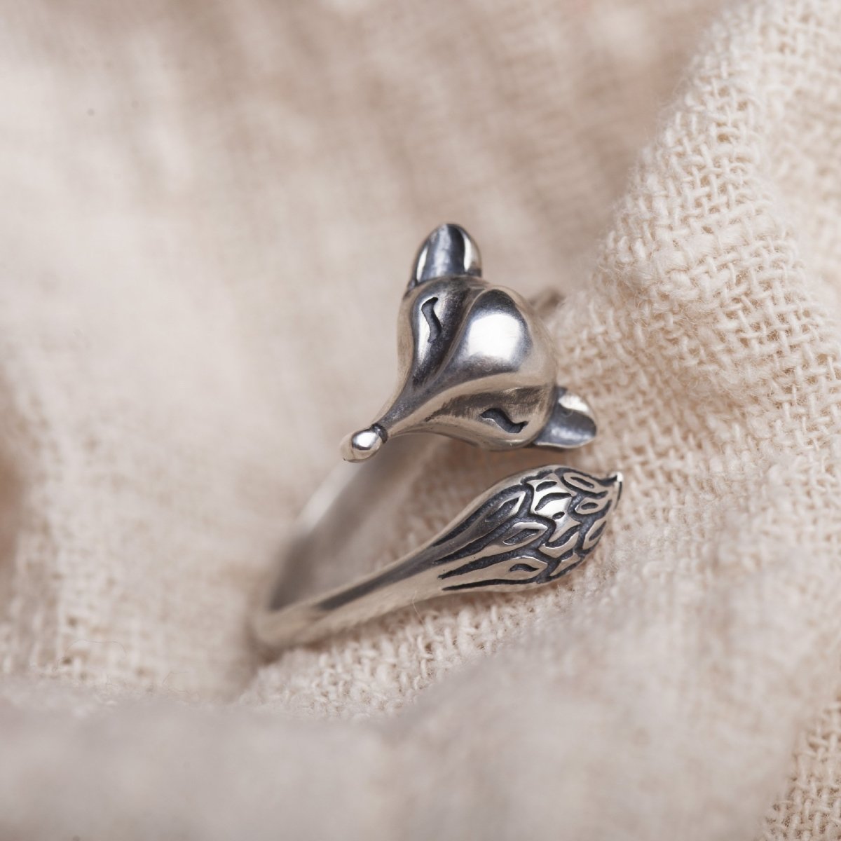 Feng Shui Fox Silver Protection Ring