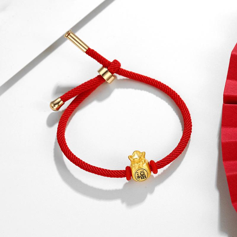 Gold-Plated Money Bag Red Cord Bracelet-Little Wishes