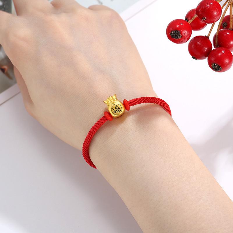 Gold-Plated Money Bag Red Cord Bracelet-Little Wishes