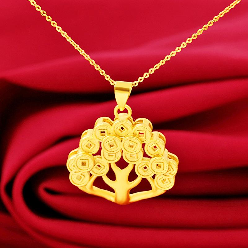 Feng Shui Gold Money Tree Pendant Lucky Necklace