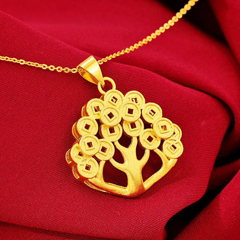 Feng Shui Gold Money Tree Pendant Lucky Necklace