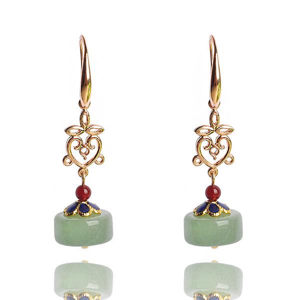 Feng Shui Green Jade Earring