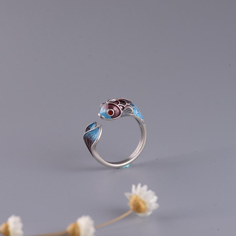 Feng Shui Koi Fish Wealth Silver Ring