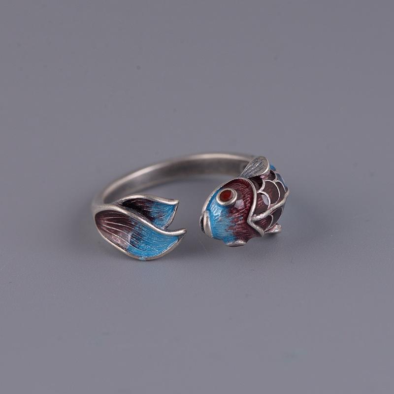 Feng Shui Koi Fish Wealth Silver Ring