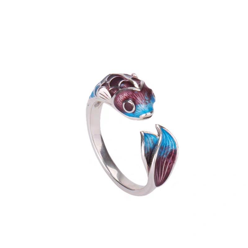 Feng Shui Koi Fish Wealth Silver Ring