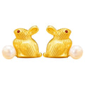 Gold Rabbit Natural Pearl Wealth Earring