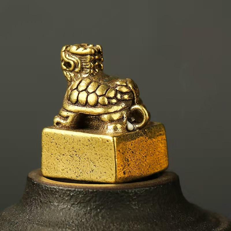 Feng Shui Turtle Lucky Brass Key Pendant