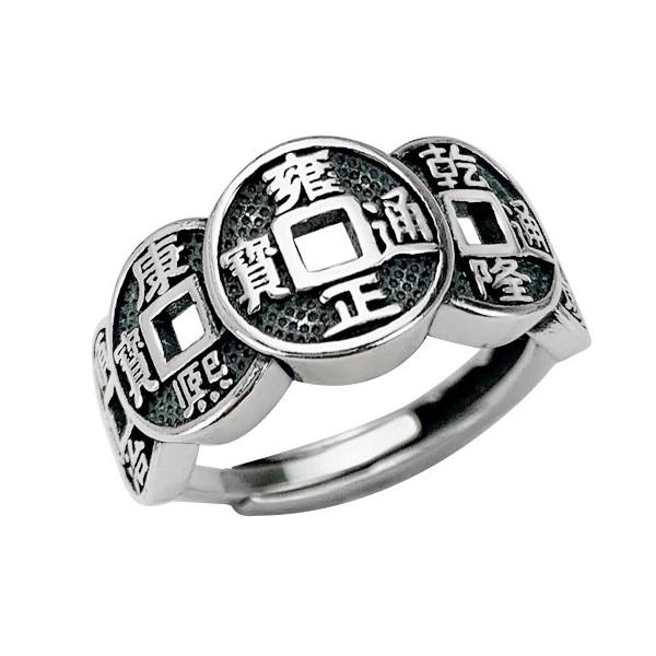 Feng Shui Wealth And Success Coins Silver Ring