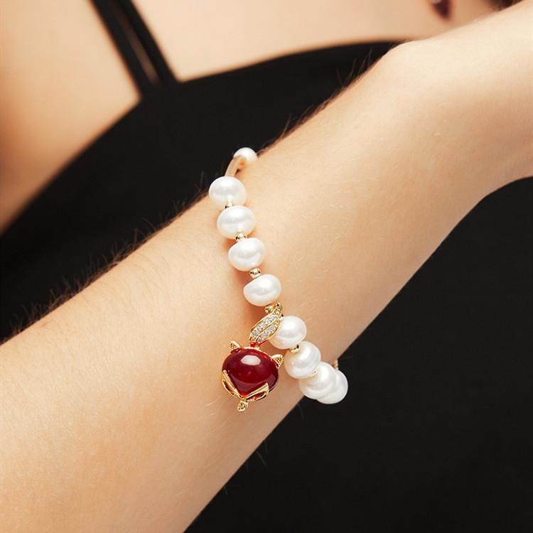Fengshui Fox Bracelet-Natural Pearl Beads