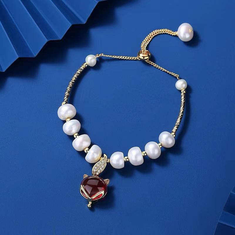 Fengshui Fox Bracelet-Natural Pearl Beads
