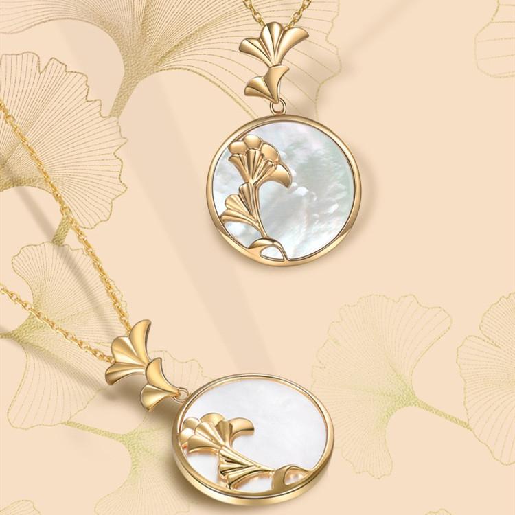 Fengshui Ginkgo Leaf Pearl Charm Pendant Set