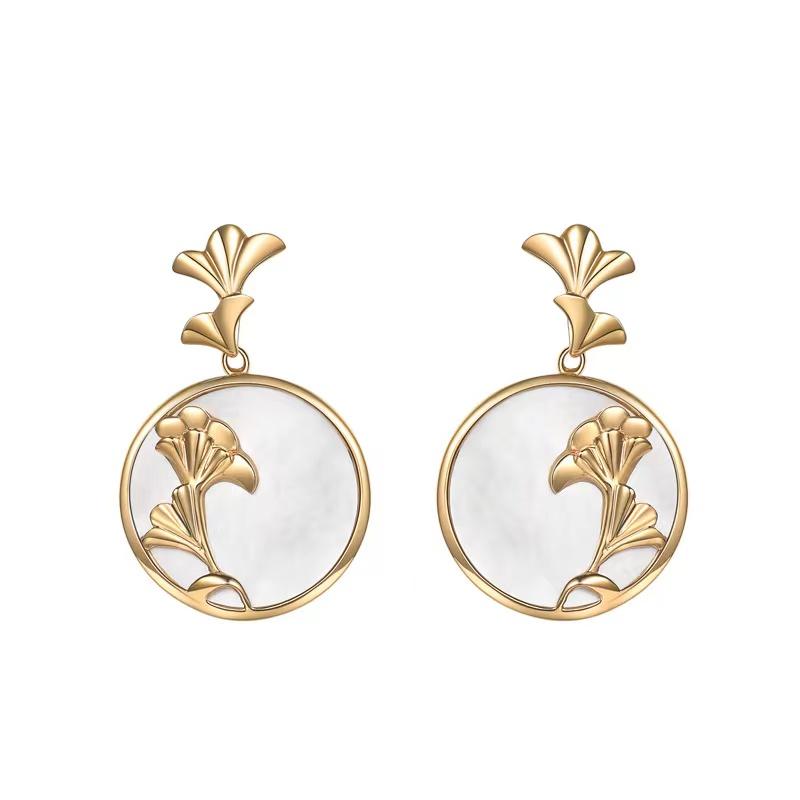 Fengshui Ginkgo Leaf Pearl Charm Pendant Set
