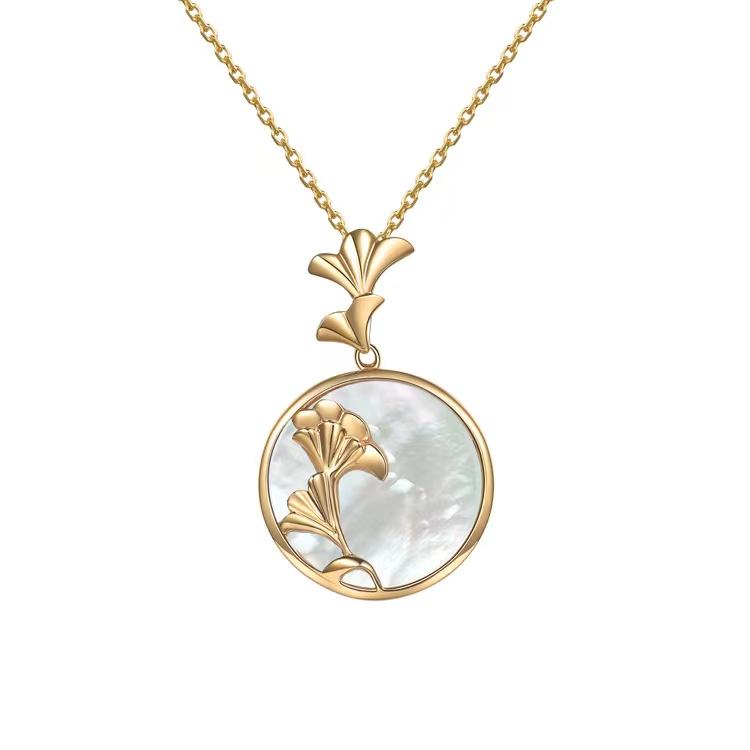 Fengshui Ginkgo Leaf Pearl Charm Pendant Set