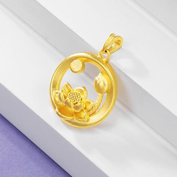 Fengshui Gold Lotus Lucky Pendant Necklace