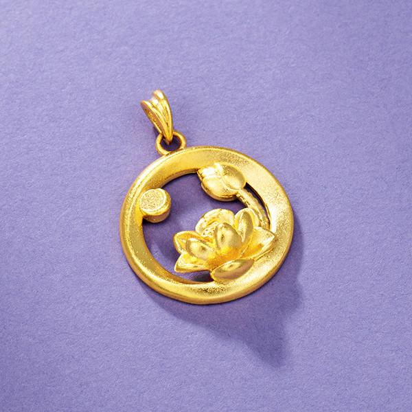 Fengshui Gold Lotus Lucky Pendant Necklace