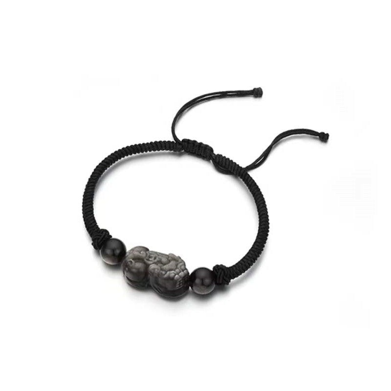 Fengshui Pixiu Couple Bracelet-Strawberry Crystal-Golden Obsidian