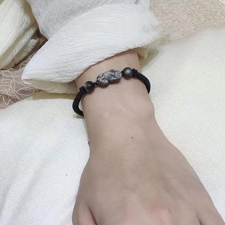 Fengshui Pixiu Couple Bracelet-Strawberry Crystal-Golden Obsidian